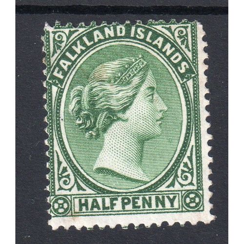 Falkland Islands Sg16 1891 ½d Deep Dull Green Heavy Hinge Mounted Mint (G31)