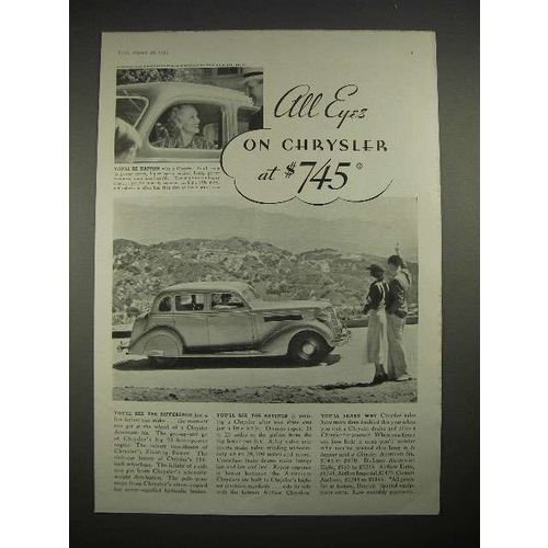 1935 Chrysler Airstream Six Touring Sedan Car Ad - All Eyes On