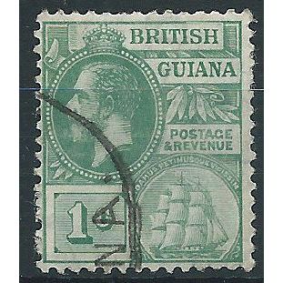 British Guiana 1913 SG259 1c Yellow-Green Fine Used . ..