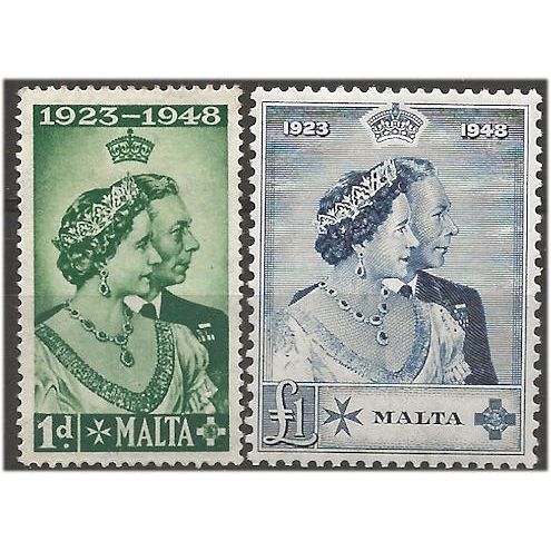 Malta 1948 Royal Silver Wedding Set SG249-250 Mounted Mint ....