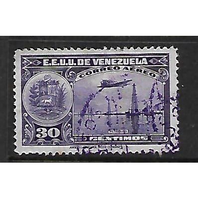 VENEZUELA 1938 30c VIOLET OIL WELLS SG555 FINE USED