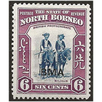 North Borneo 1945 SG324 6c Deep Blue & Claret BMA Mounted Mint ..
