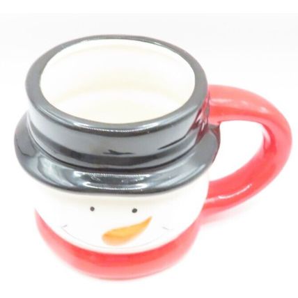 Snowman Head Mug Ceramic with Black Hat Drink 10 CM Holiday Tableware Christmas