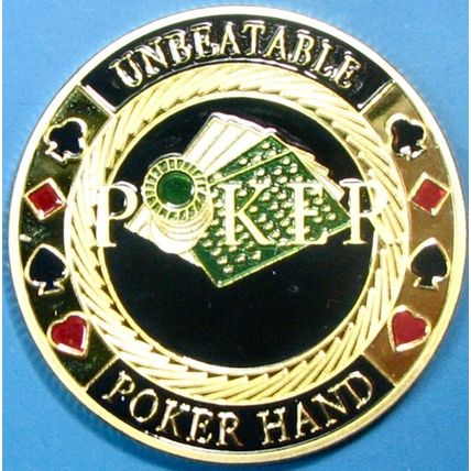 Unbeatable Poker Hand. Challenge Coin, Casino Card Guard. 10b.