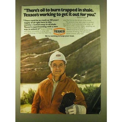 1980 Texaco Oil Ad - Bob Hope - Trapped in Shale