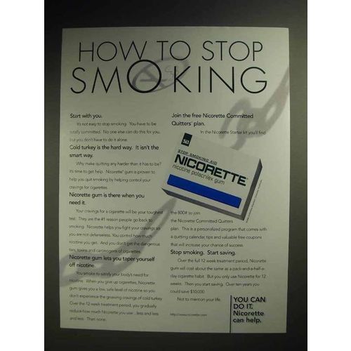 1996 Nicorette Nicotine Gum Ad - How to Stop Smoking