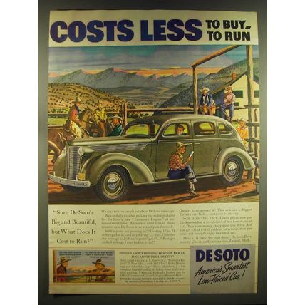 1937 De Soto Car Ad - Costs Less to buy to Run