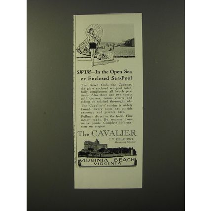 1931 The Cavalier Hotel Ad - Swim - in the Open Sea or Enclosed Sea-Pool
