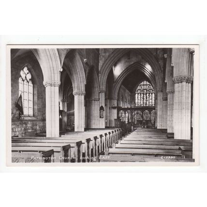Church Interior Looking East Patrington Postcard RP East Yorkshire