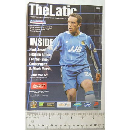 2003 programme Wigan Athletic v. Rotherham, centrefold Jason De Vos