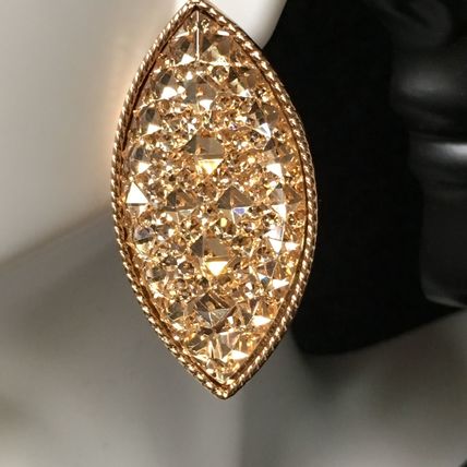 Marquise Cut Pave Stud Earrings Gold #372 USA Seller