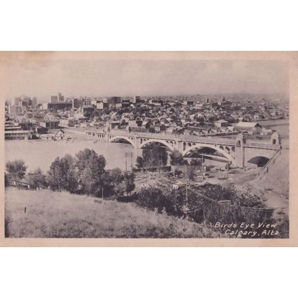 Calgary Birds Eye View Canada Old Aerial Postcard