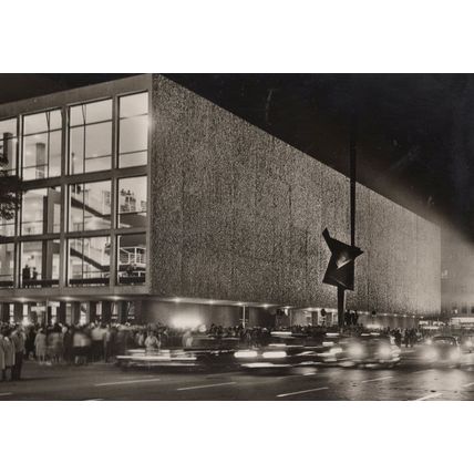 Crazy Traffic at Berlin Opera House At Night 1960s German Postcard