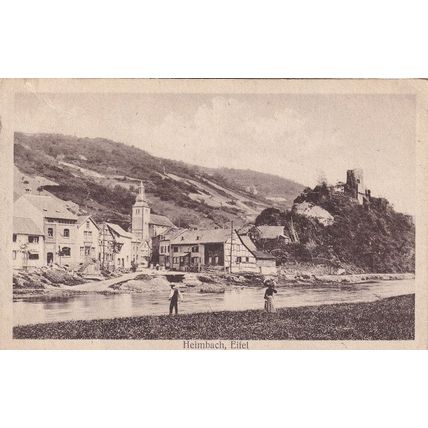 Fishing at Heimbach Eifel Antique German Postcard