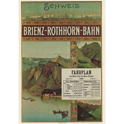 Brienz Rothhorn Bahn Switzerland BoatsTravel Poster Postcard