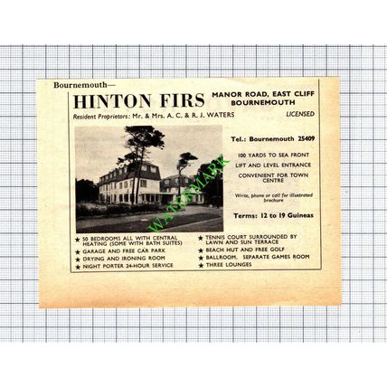 Savoy Hotel Bournemouth Grandhaie / Hinton Firs AC Waters -1965 Small Cutting