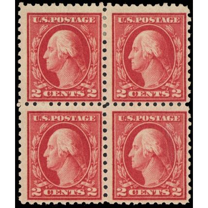 425, Mint 2¢ LH/NH Block With "Pink Back" Analine - Scarce! .. Stuart Katz