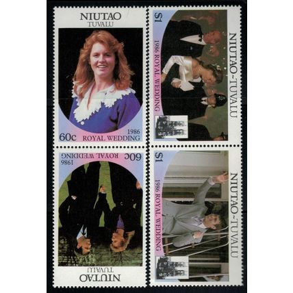 ZAYIX Royal Wedding Andrew & Fergie MNH Tuvalu Niutao 51-52 pairs 030822-SM16M
