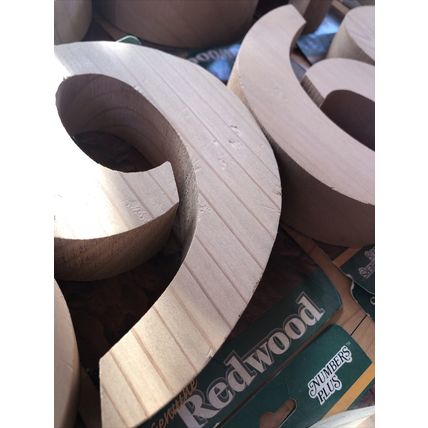 Solid Redwood Number 47 Piece Lot Address Art Crafts Unfinished Wood 7" X 1 1/2"