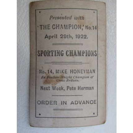 The Champion 1922 Sporting Champions Trade Cards Single Card Choice (28)