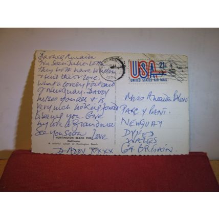 HUNTINGTON BEACH PIER. CALIFORNIA, USA used postcard 1976 pm =