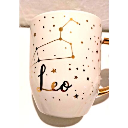 Leo Horoscope Gold Handle Zodiac Constellation Sign Drinking Coffee Tea Mug