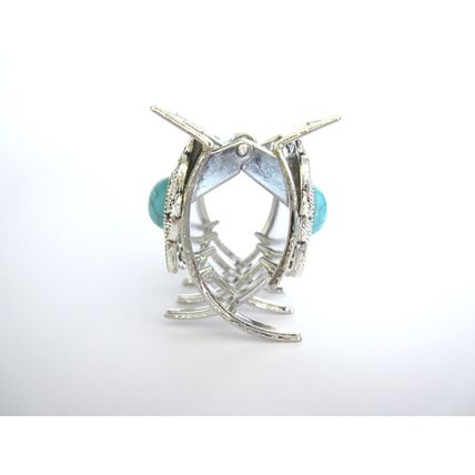 Small medium turquoise blue stone metal western style hair claw clip