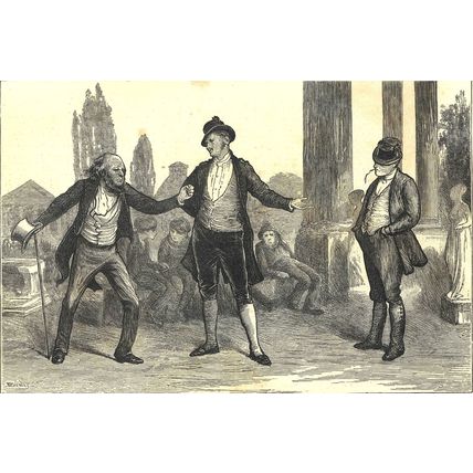 NEWSPAPER CORRESPONDENTS RACING FROM SANDRINGHAM 1872 VICTORIAN ENGRAVINGS