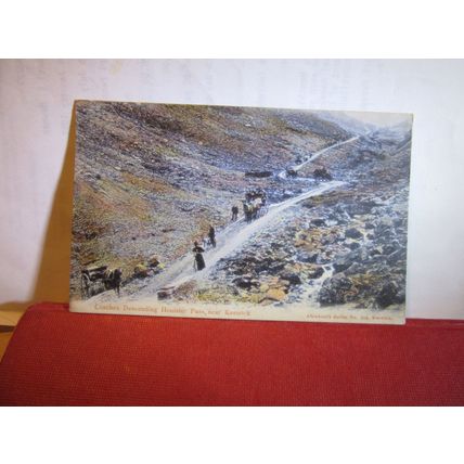 coaches HONISTER PASS, nr KESWICK, CUMBRIA antique postcard by Abraham c.1905 =