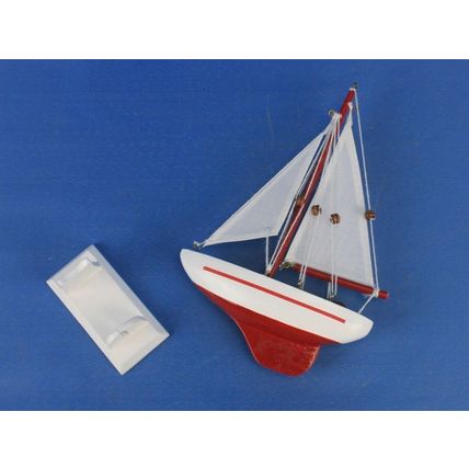 Pack Of 2] Wooden Red Pacific Sailer Model Sailboat Decoration 9""