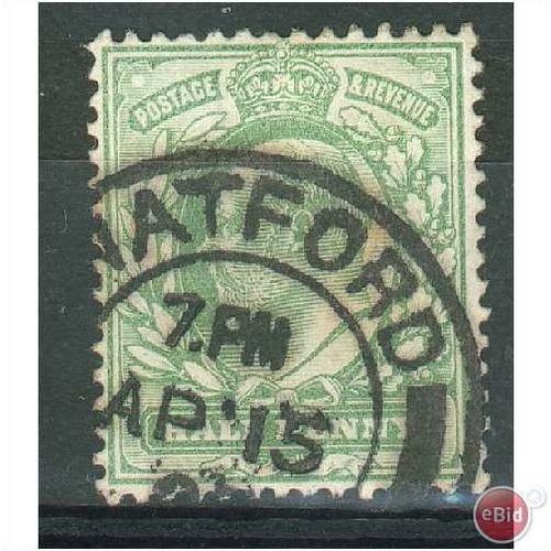 GB stamps 1902-10 KEV11 - 1/2d SG215 Watford cancel 14