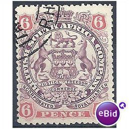 Rhodesia 1897 SG71 6d Dull Purple & Pink Very Fine Used.