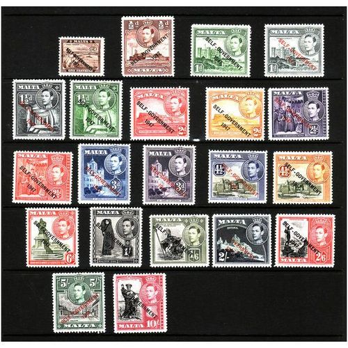 MALTA 1948/53 1/4d - 10s SG 234 - 248 SET 21 VALS M MINT