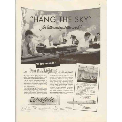 f w wakefield brass company 1947 see better office lighting vintage ad