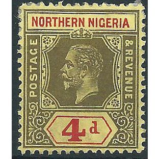 Northern Nigeria 1912 SG44 4d Black & Red/Yellow Mounted Mint . . ..