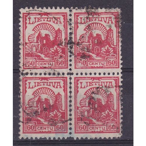 LITHUANIA 1923 60c BLOCK OF 4 USED