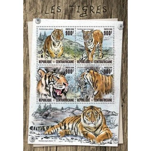 CENTRAL AFRICA 2016 SHEET MNH TIGERS WILD CATS FELINES WILDLIFE FELINI TIGRES 5