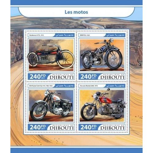 DJIBOUTI 2017 SHEET MNH MOTORCYCLES MOTOCICLETAS MOTOCYCLETTES MOTOS
