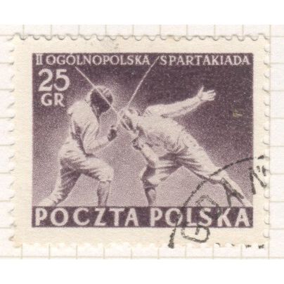 Poland 1954 - 25g brownish violet - Fencing - used