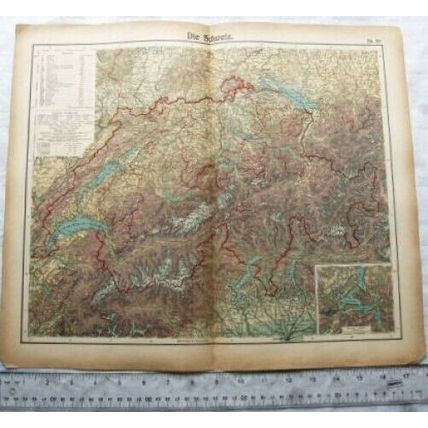 Vintage: German Engraved map 29 die Schweiz