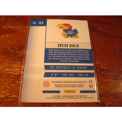 2016 Contenders, Cracked Ice, #'d 21/23, CHEICK DIALLO Rc, Autograph Card