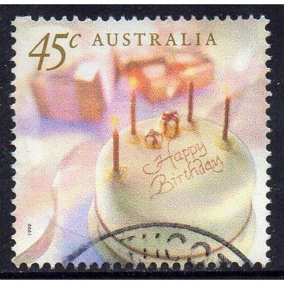 Australia 1999 Personal Greetings - Birthday Cake 45c Used