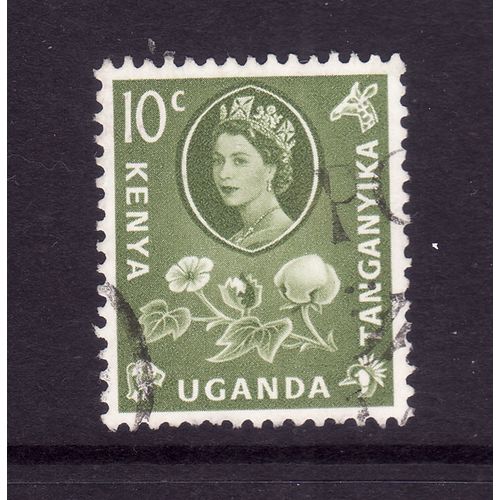KENYA UGANDA AND TANGANYIKA 1960 10c YELLOW GREEN COTTON SG184 FINE USED