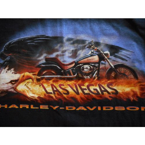 Harley Davidson Vintage Soaring Eagle Las Vegas Biker Black Mens Large zorfd2