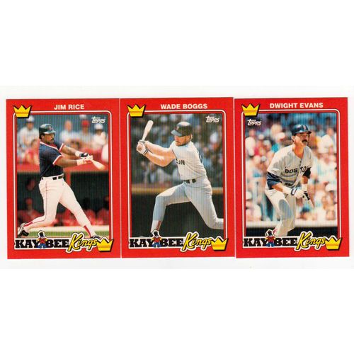 THREE 1990 Kaybee Kings of Baseball Red Sox cards- #3 Boggs #11 Evans #27 Rice