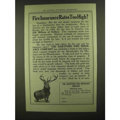 1909 Hartford Fire Insurance Ad - Rates Too High?