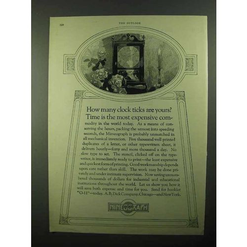 1921 A.B. Dick Mimeograph Ad - How Many Clock Ticks
