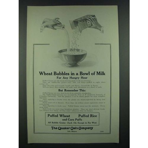 1919 Quaker Oats Puffed Wheat, Rice and Corn Puffs Ad - Wheat Bubbles