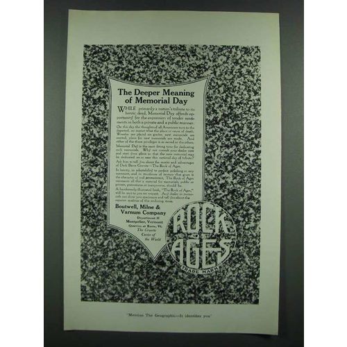1919 Rock of Ages Memorials Ad - The Deeper Meaning