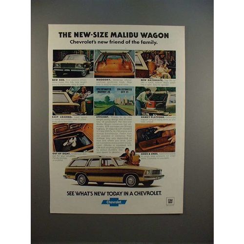 1977 Chevrolet Malibu Wagon Car Ad - New-Size!